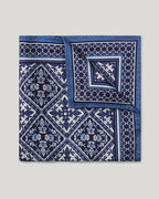 Double sided printed pocket square, Navy, hi-res